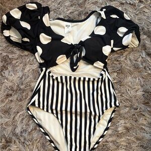 Tabitha Black and White Polka Dot Kids Bodysuit